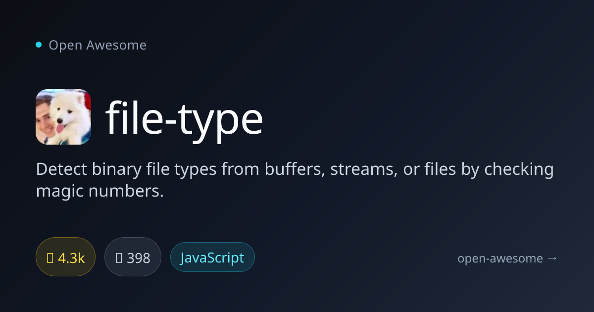 file-type — Binary File Type Detection | Open Awesome