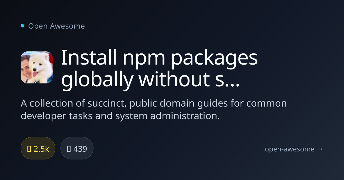 Install npm packages globally without sudo on macOS and Linux — Global ...