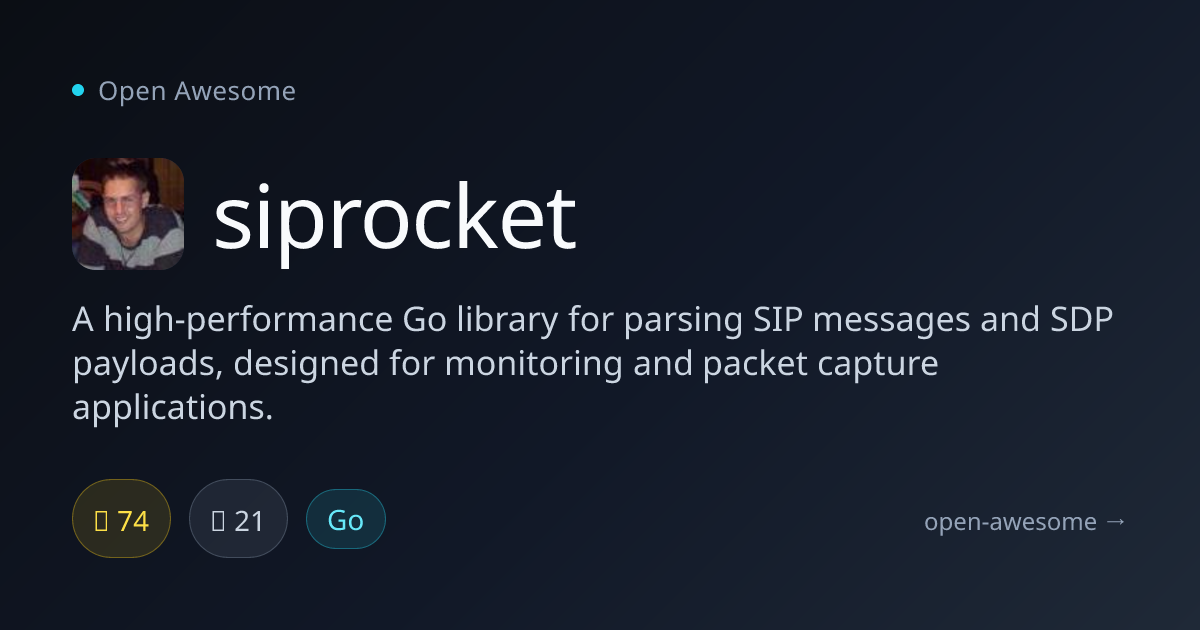 siprocket — High-Performance SIP Parser Library | Open Awesome