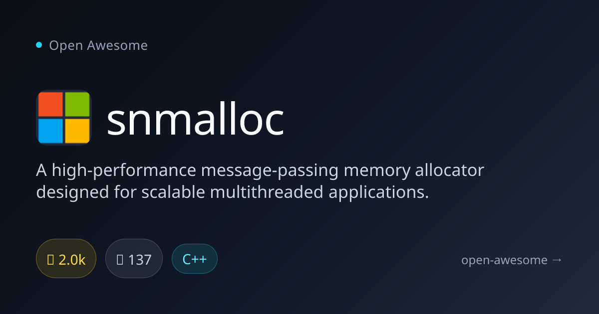 snmalloc — High-Performance Message-Passing Allocator | Open Awesome