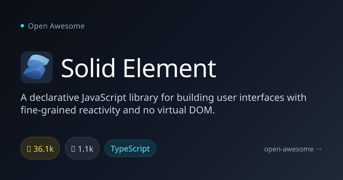 Solid Element — Declarative Reactive UI Library | Open Awesome