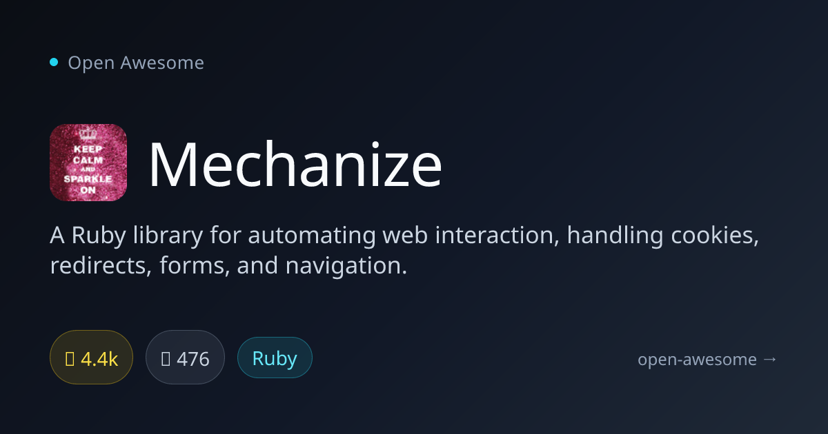 Mechanize — Ruby Web Automation Library | Open Awesome