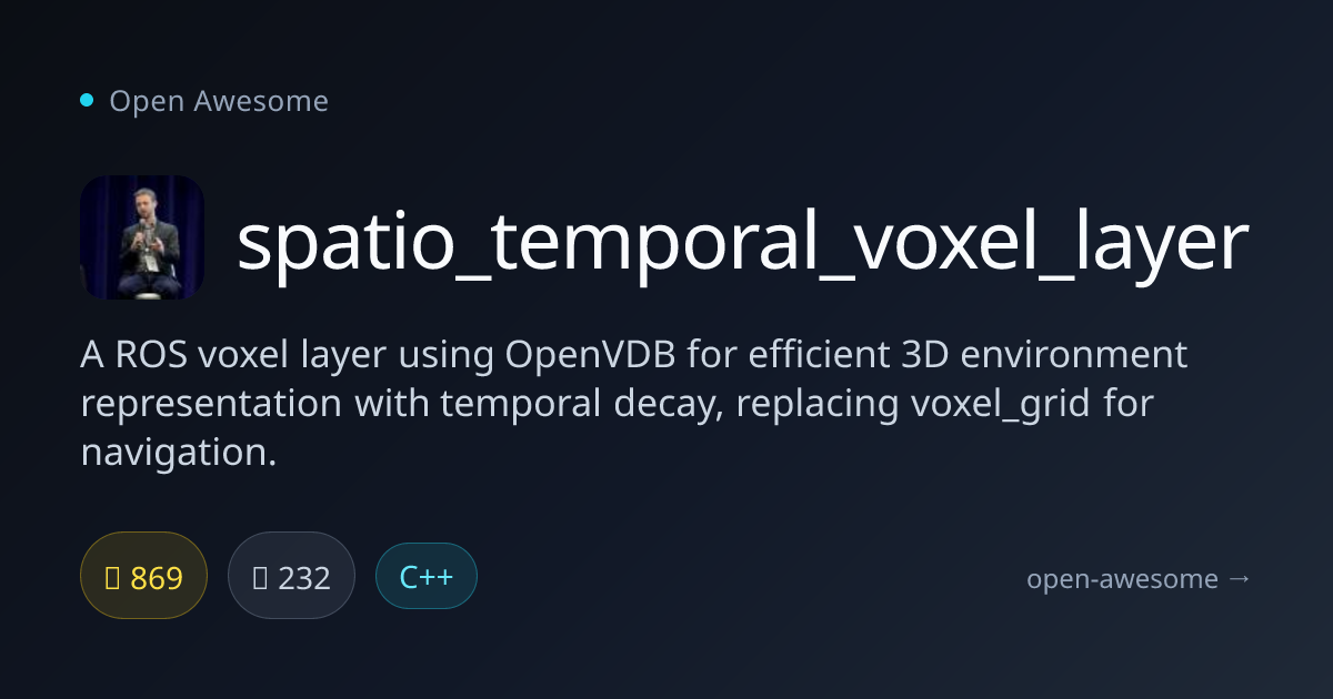 spatio_temporal_voxel_layer — ROS Voxel Layer with OpenVDB | Open Awesome