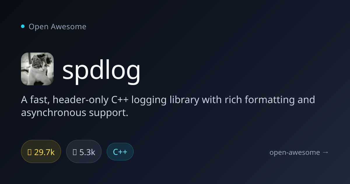 spdlog — Fast Header-Only C++ Logging | Open Awesome