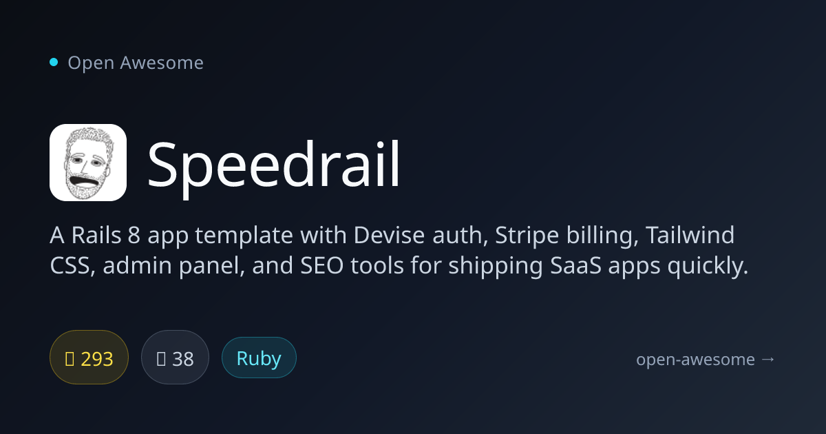 Speedrail — Rails 8 SaaS App Template | Open Awesome