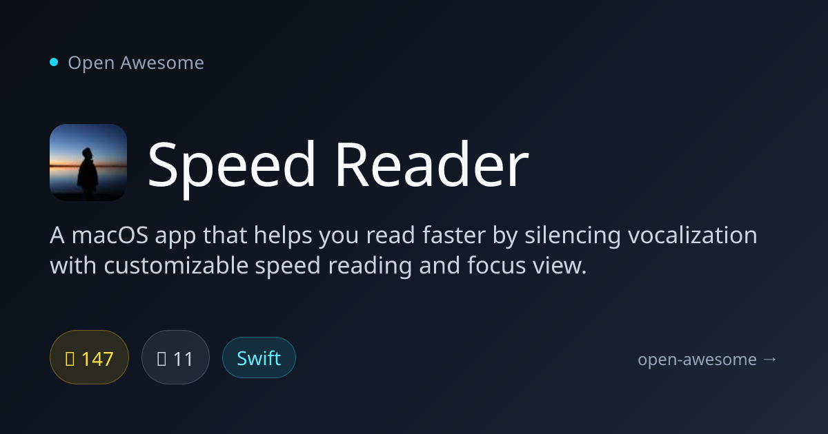Speed Reader — MacOS Speed Reading App | Open Awesome