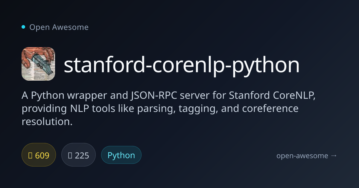 stanford-corenlp-python — Python Stanford CoreNLP Wrapper | Open Awesome