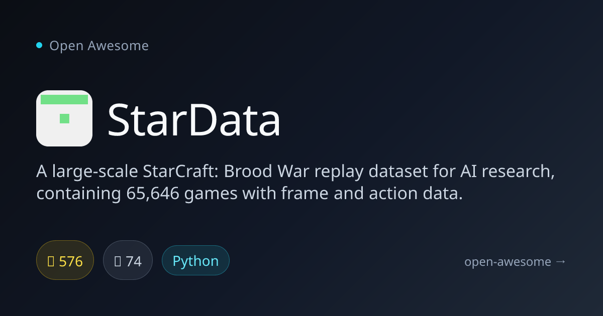 StarData — StarCraft Brood War AI Dataset | Open Awesome