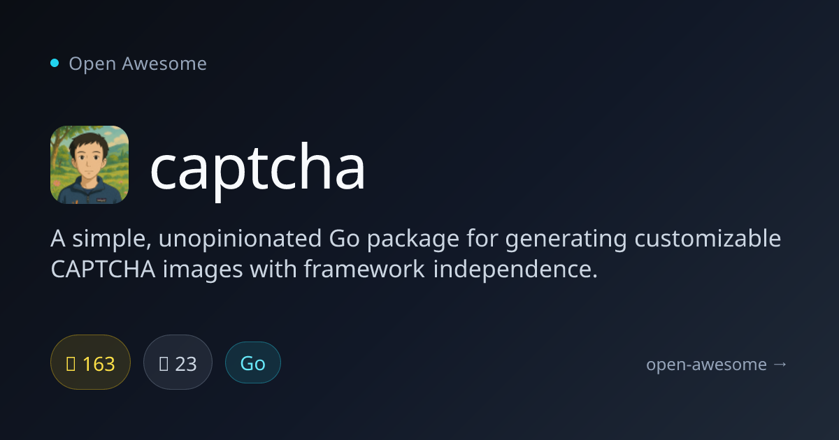captcha — Customizable Go CAPTCHA Generator | Open Awesome