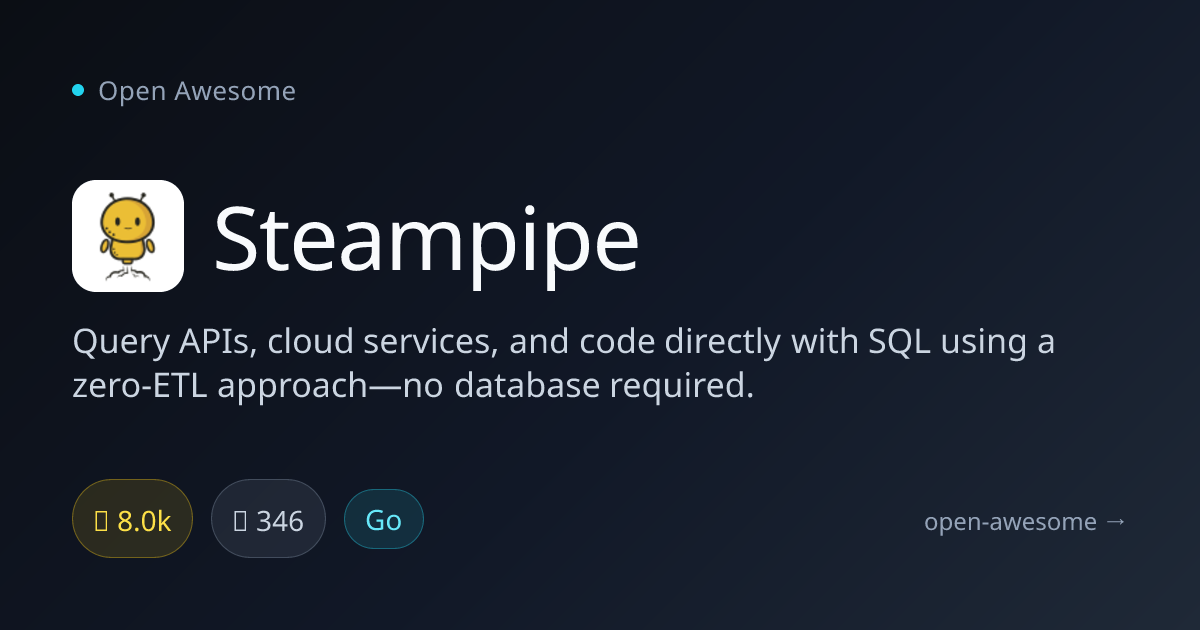 Steampipe — SQL Query Engine for APIs | Open Awesome
