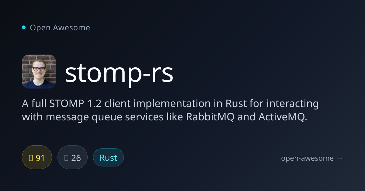 stomp-rs — Full STOMP 1.2 Client for Rust | Open Awesome