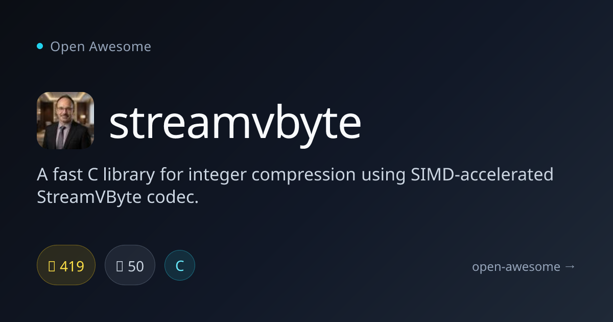 streamvbyte — Fast SIMD Integer Compression | Open Awesome