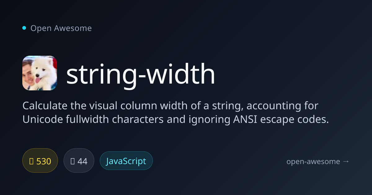 string-width — Unicode String Width Calculator | Open Awesome