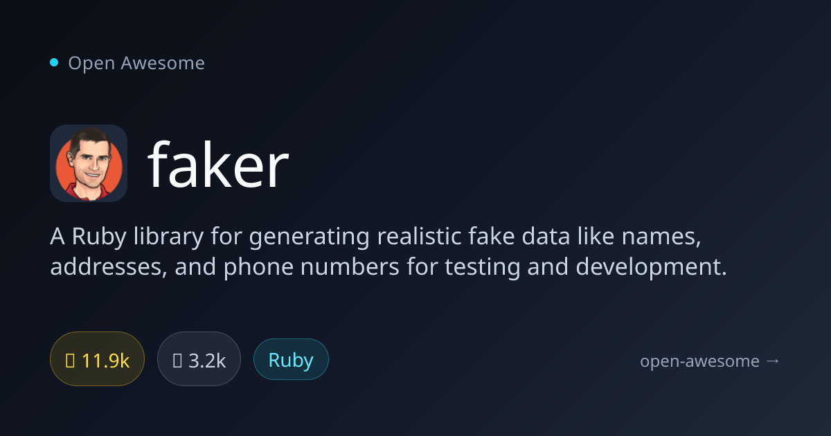 faker — Ruby Fake Data Generator | Open Awesome