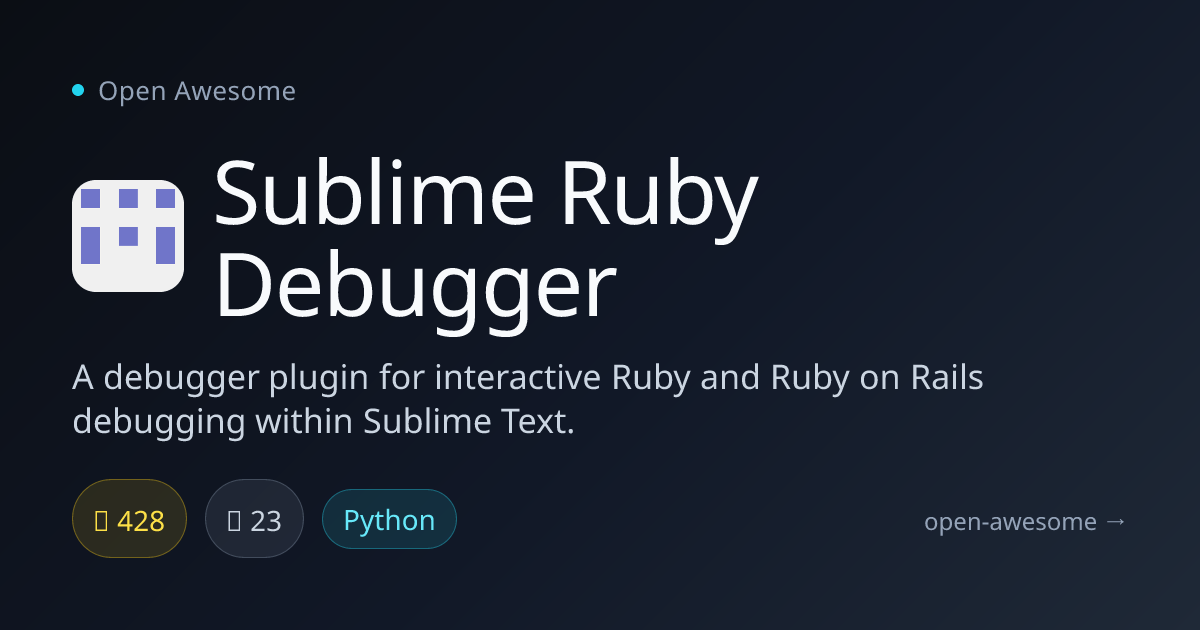 Sublime Ruby Debugger — Sublime Text Ruby Debugger | Open Awesome