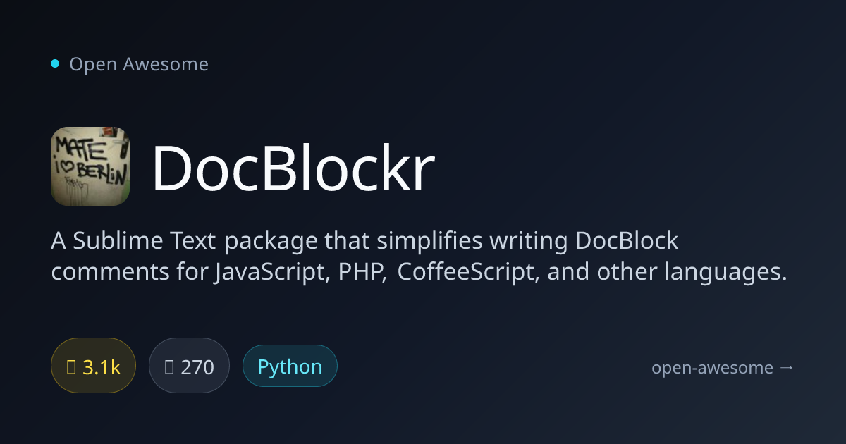 DocBlockr — Sublime Text DocBlock Generator | Open Awesome