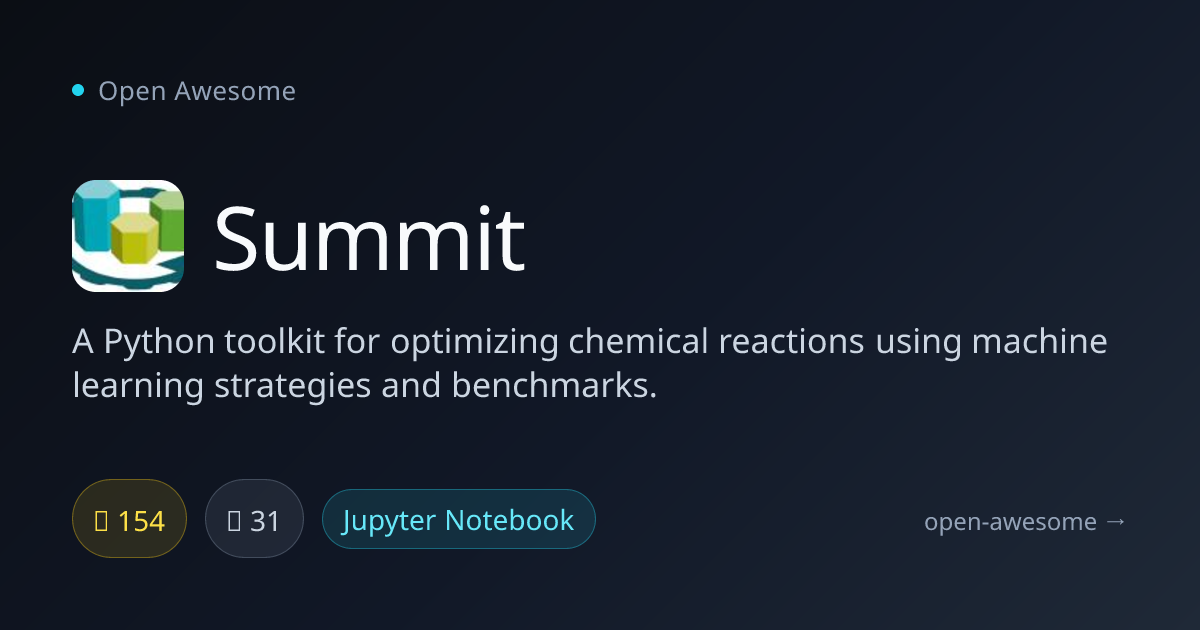 Summit — Python Chemical Reaction Optimizer | Open Awesome