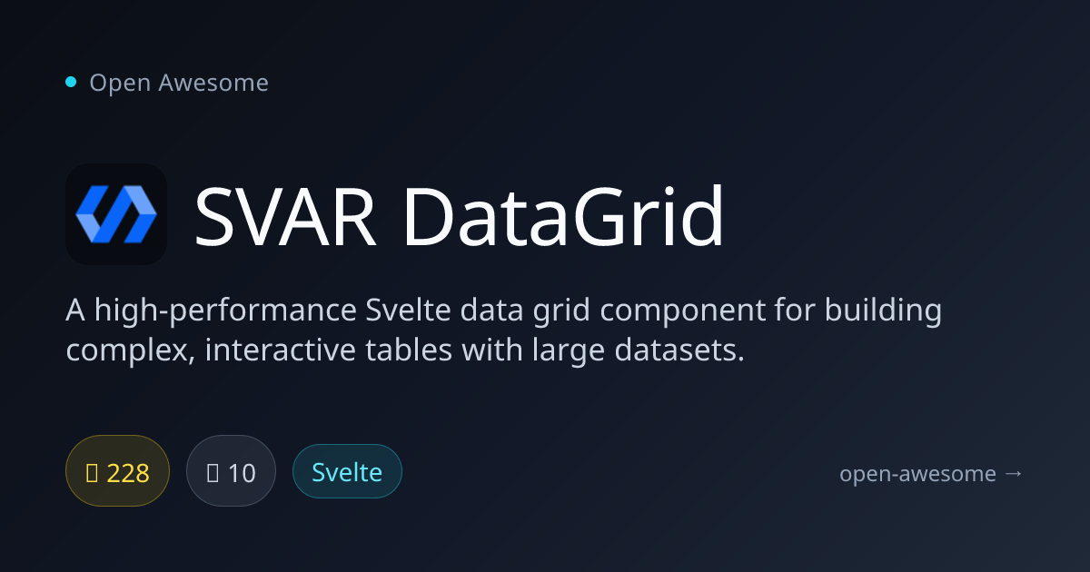 SVAR DataGrid — High-Performance Svelte Tables | Open Awesome