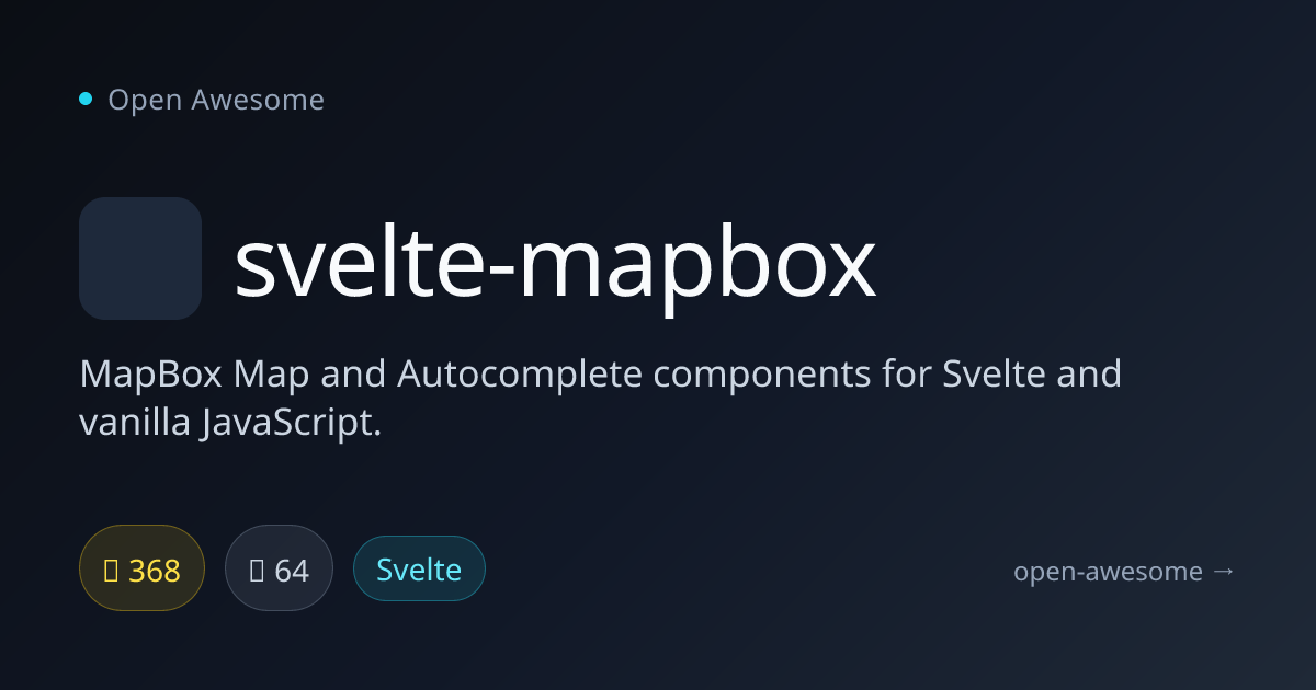 svelte-mapbox — MapBox Components for Svelte | Open Awesome