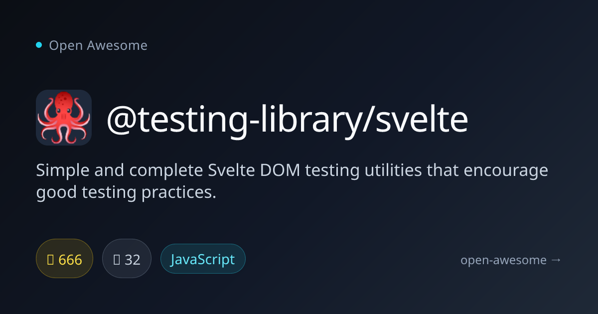 @testing-library/svelte — Svelte DOM Testing Utilities | Open Awesome