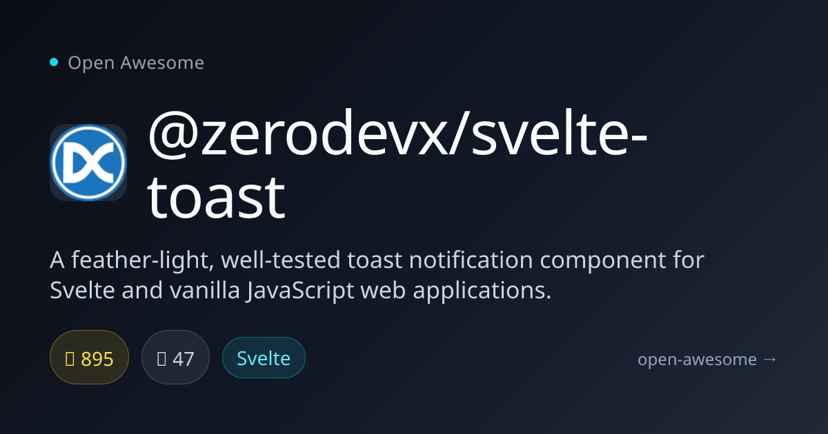 @zerodevx/svelte-toast — Lightweight Toast Component for Svelte | Open ...