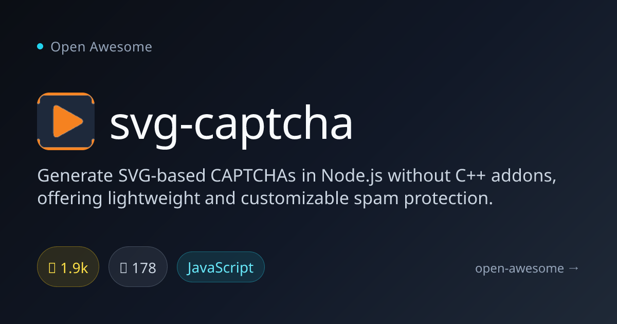 svg-captcha — SVG CAPTCHA Generator for Node | Open Awesome