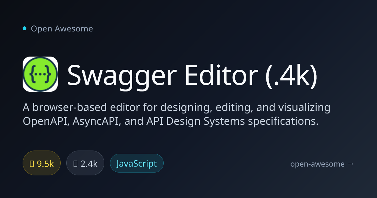 Swagger Editor (.4k) — OpenAPI Specification Editor | Open Awesome