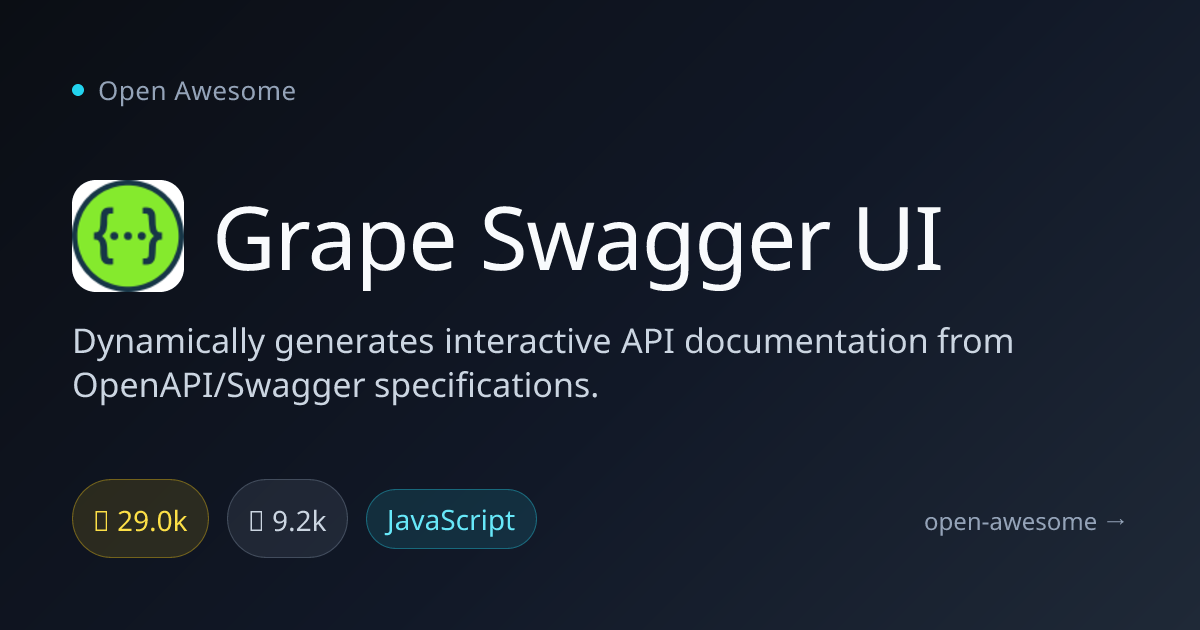 Grape Swagger UI — Interactive API Documentation Generator | Open Awesome