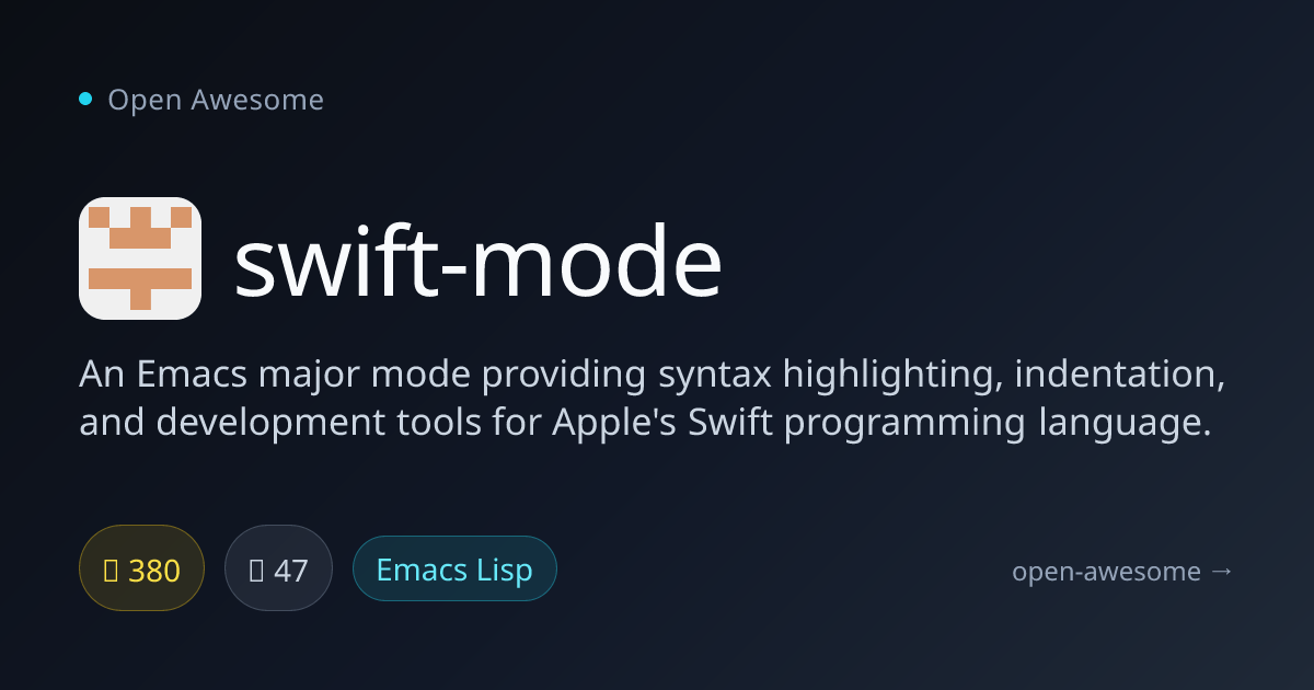 swift-mode — Emacs Major Mode for Swift | Open Awesome