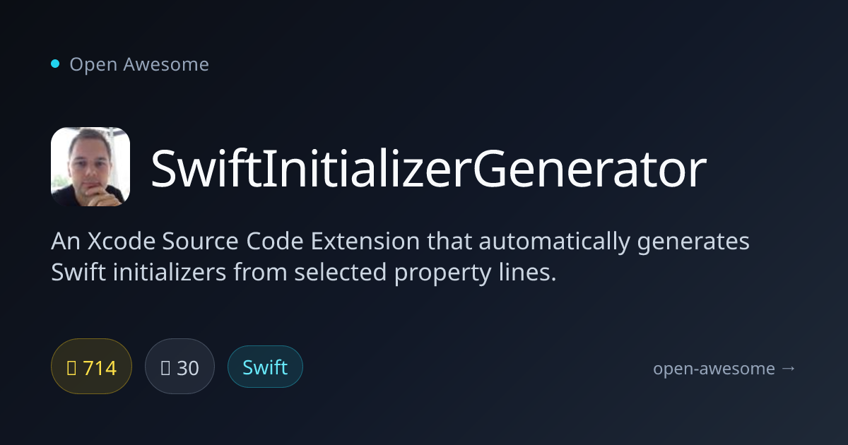 SwiftInitializerGenerator — Xcode Swift Initializer Generator | Open ...