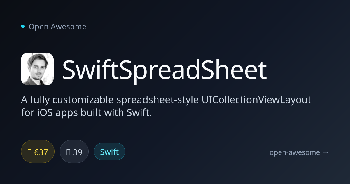 SwiftSpreadSheet — Customizable iOS Spreadsheet Layout | Open Awesome