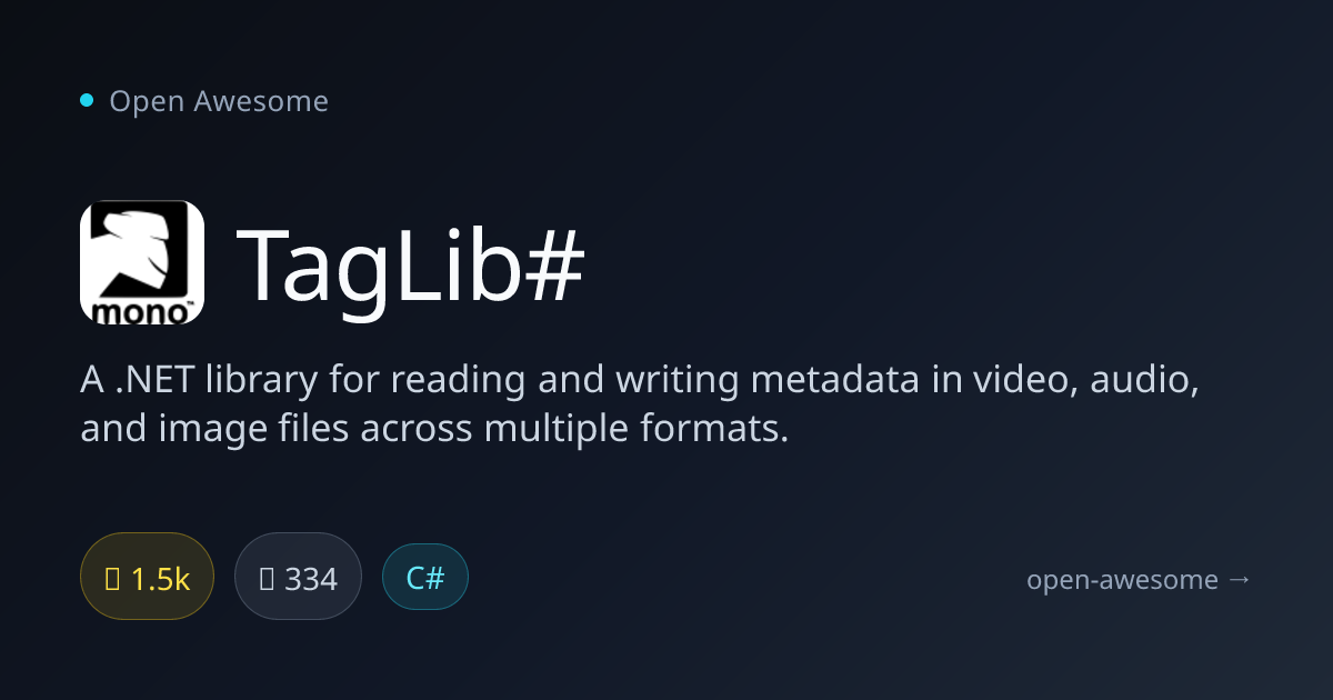 TagLib# — .NET Media Metadata Library | Open Awesome
