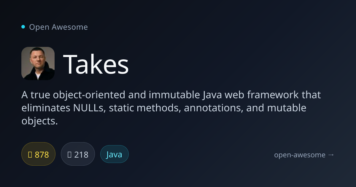 Takes — Object-Oriented Java Web Framework | Open Awesome
