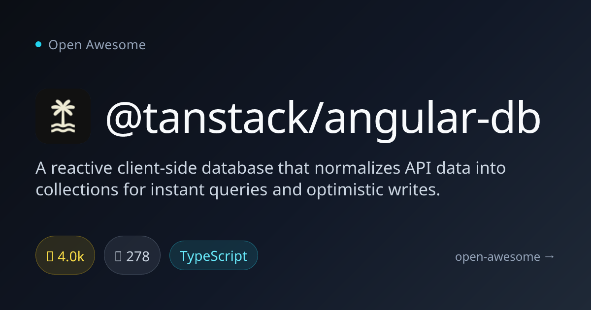 @tanstack/angular-db — Reactive Client-Side Database | Open Awesome