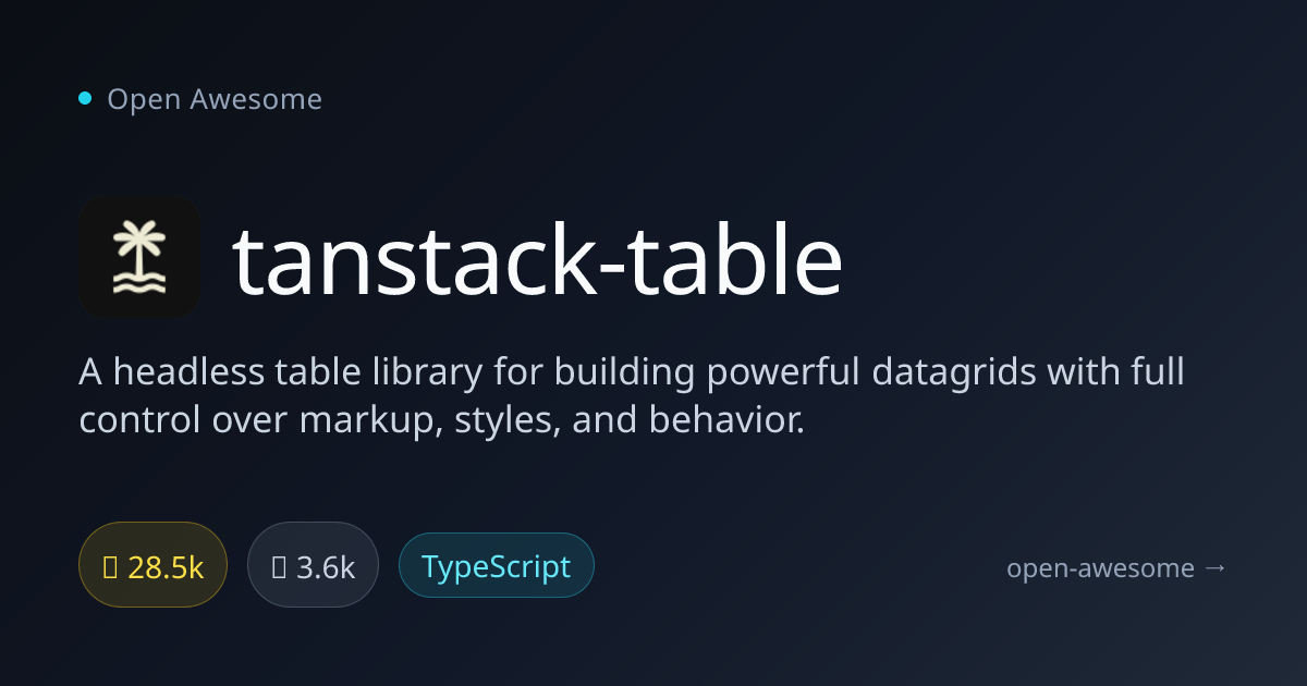 tanstack-table — Headless Table Library | Open Awesome