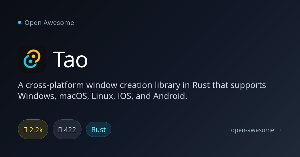 Tao — Cross-Platform Rust Window Library | Open Awesome