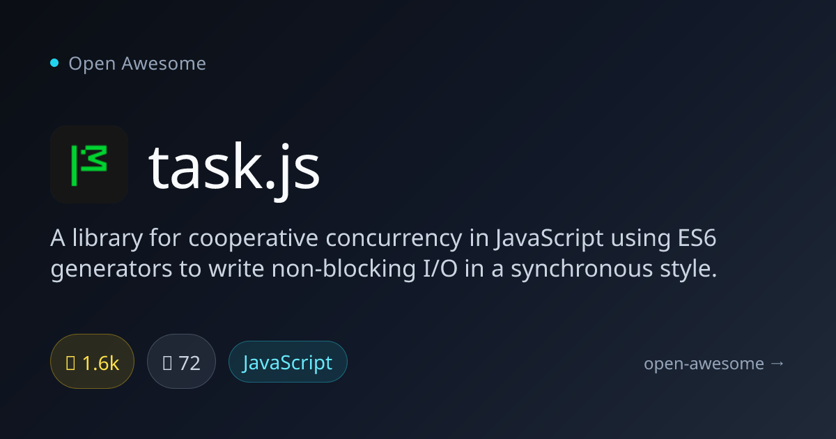 task.js — Cooperative Concurrency Library | Open Awesome
