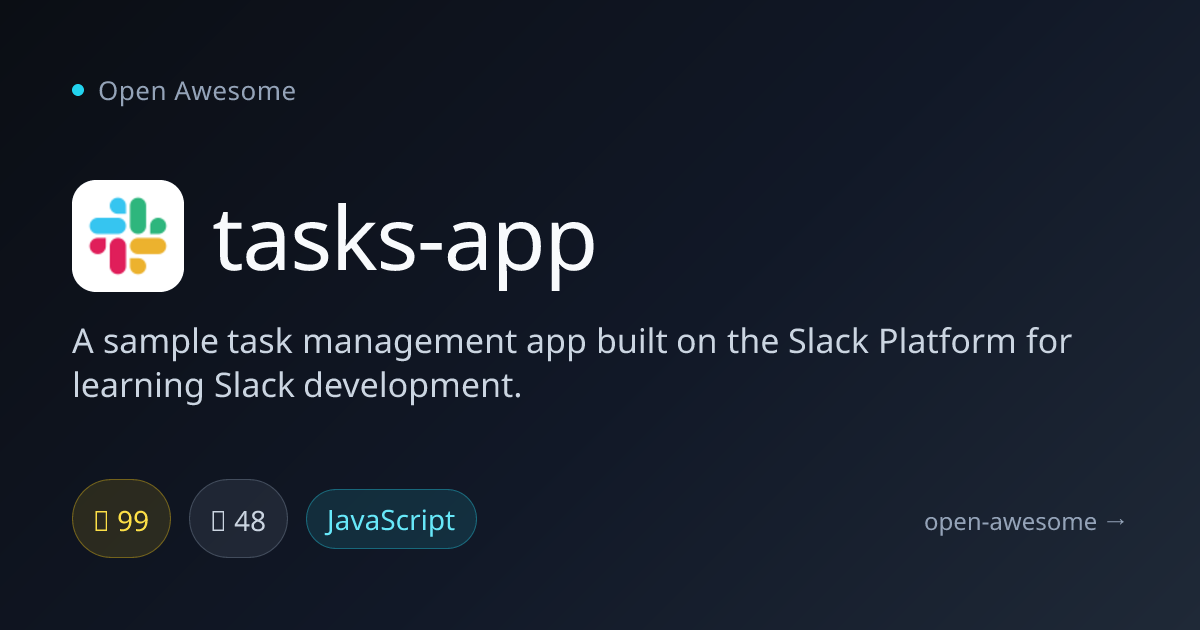 tasks-app — Slack Task Management Sample | Open Awesome