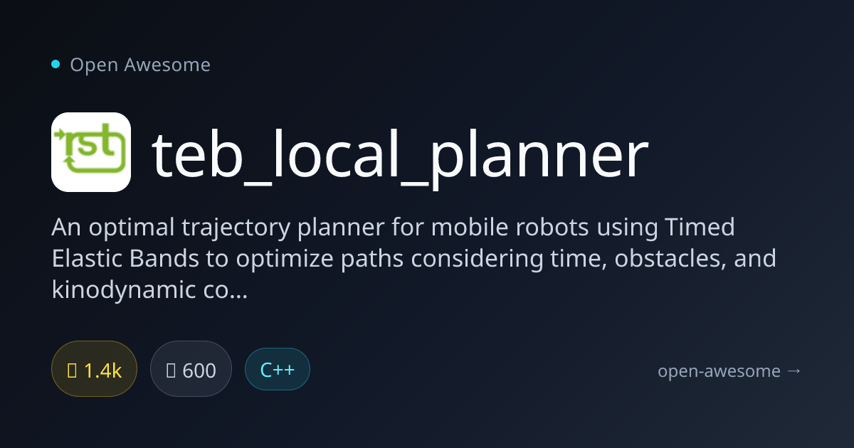 teb_local_planner — Mobile Robot Trajectory Planner | Open Awesome