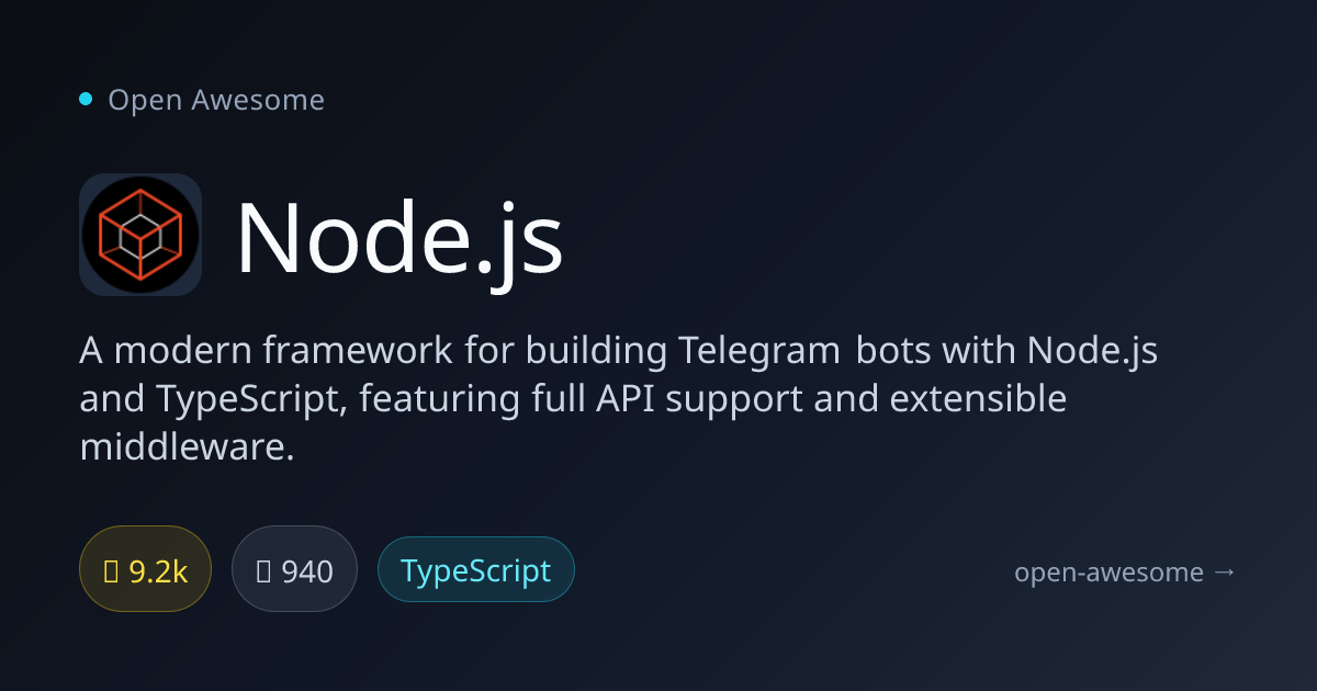 Node.js — Telegram Bot API Module | Open Awesome