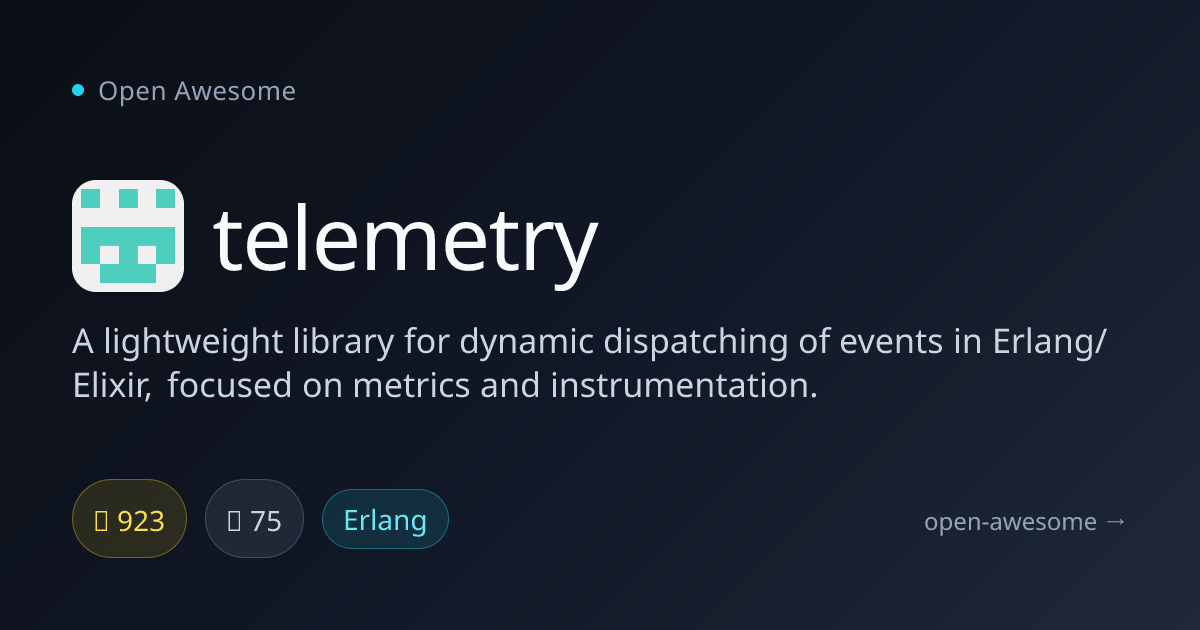 telemetry — Erlang/Elixir Metrics Library | Open Awesome