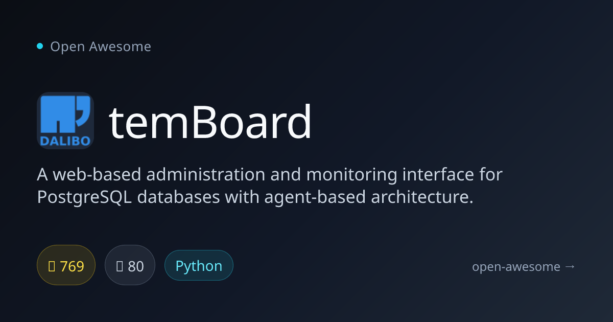 temBoard — PostgreSQL Web Admin Interface | Open Awesome