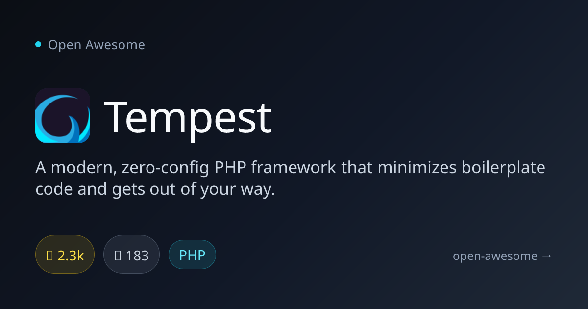 Tempest — Zero-Config PHP Framework | Open Awesome