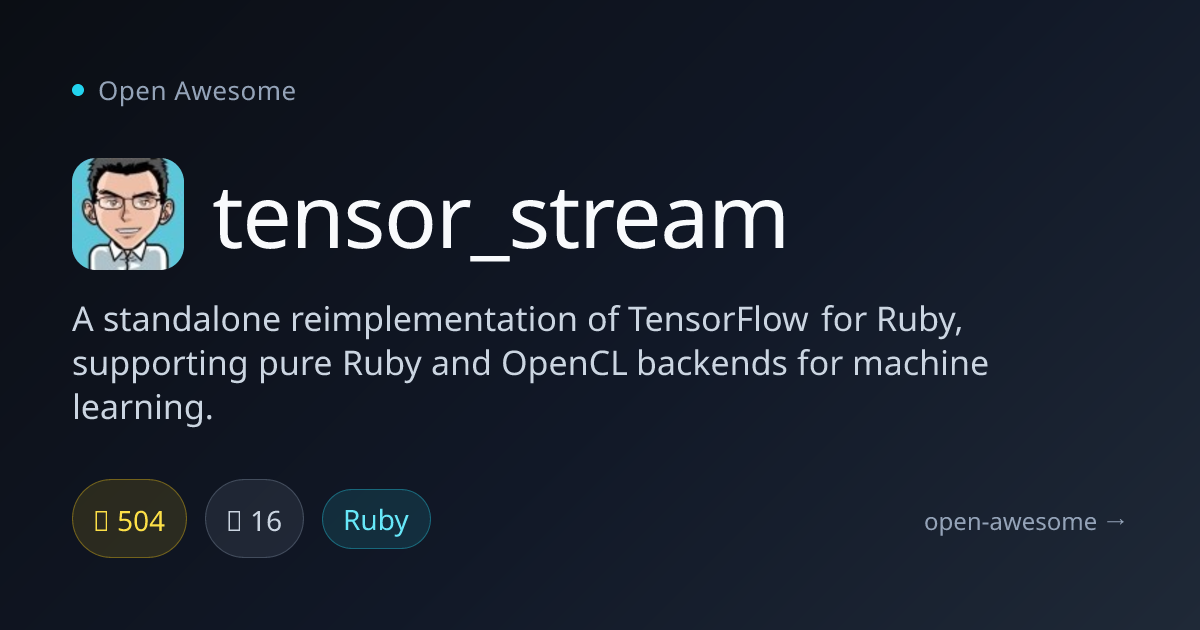 tensor_stream — Ruby TensorFlow Reimplementation | Open Awesome