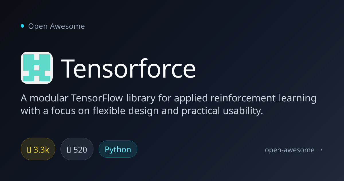 Tensorforce — TensorFlow Reinforcement Learning Library | Open Awesome