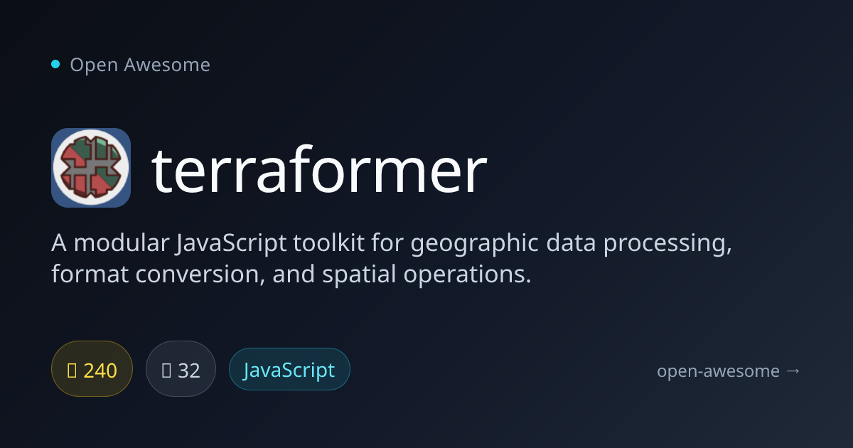 terraformer — JavaScript Geographic Toolkit | Open Awesome