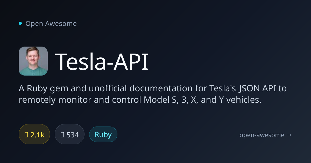 Tesla-API — Unofficial Tesla API Ruby Gem | Open Awesome