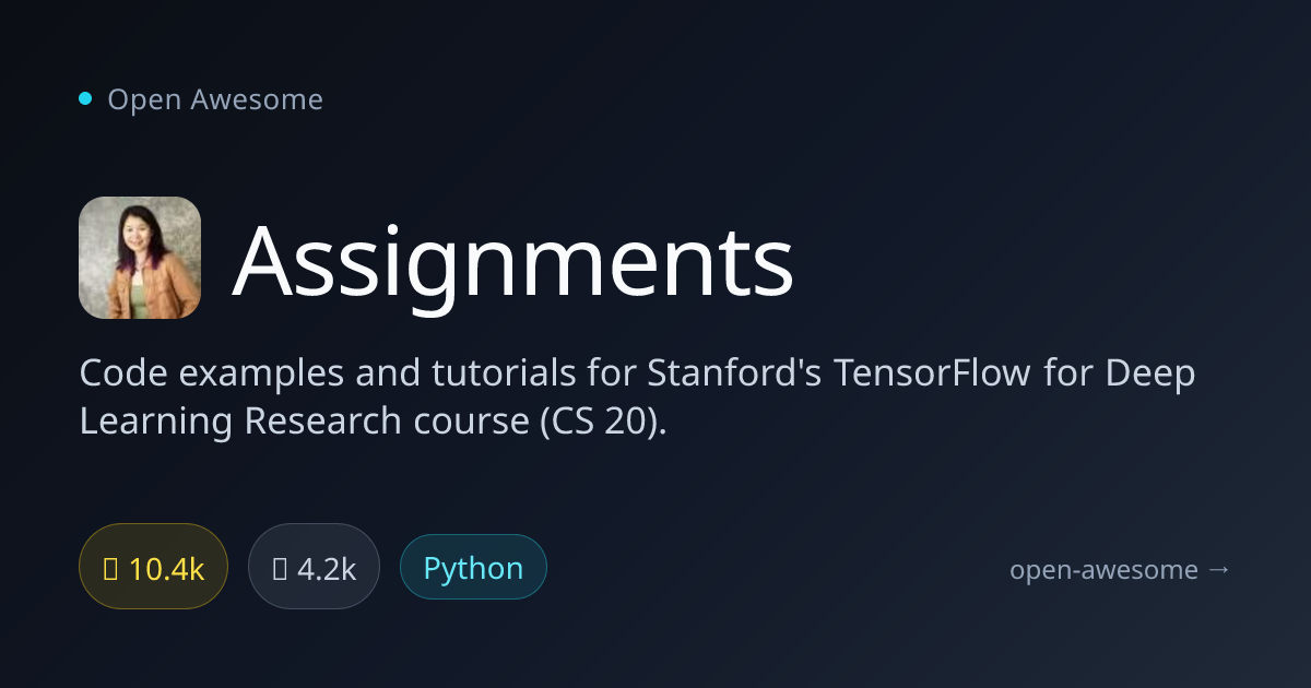 Assignments — TensorFlow Deep Learning Tutorials | Open Awesome