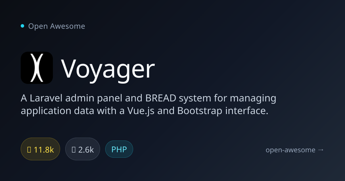 Voyager — Laravel Admin Panel & BREAD System | Open Awesome