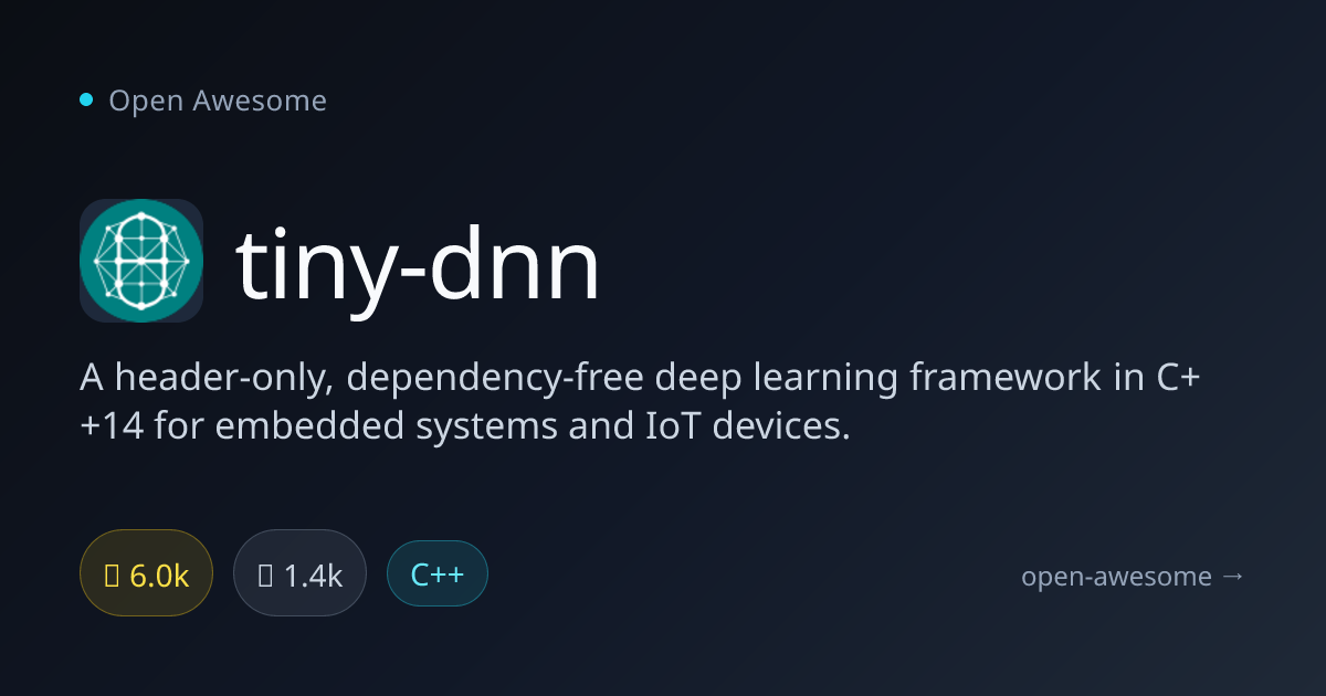 tiny-dnn — C++14 Deep Learning Framework | Open Awesome